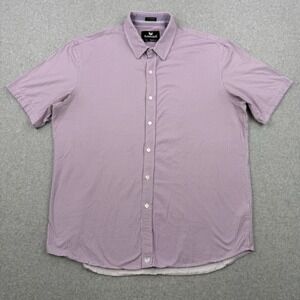 Buttercloth Shirt Mens 2XL Purple Geometric Icy Cotton Stretch Short‎ Sleeve